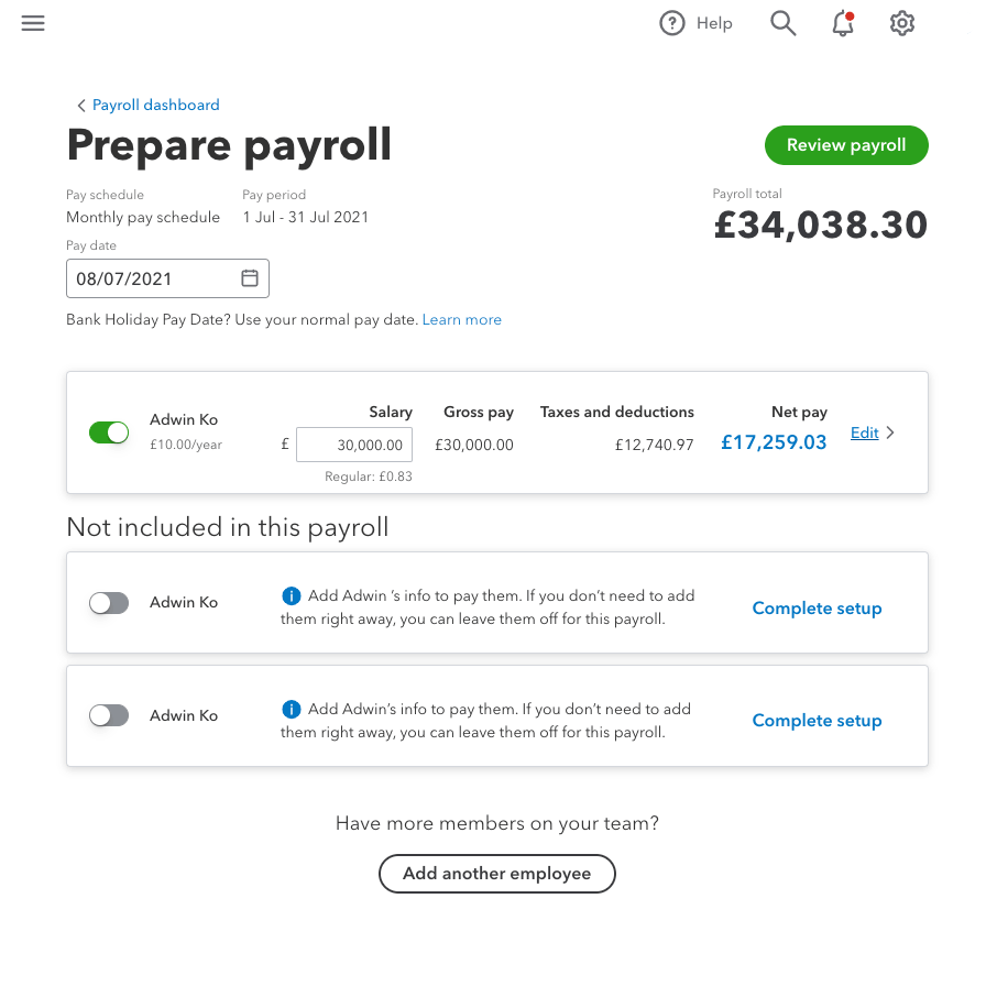 Run payroll in QuickBooks Online Standard Payroll