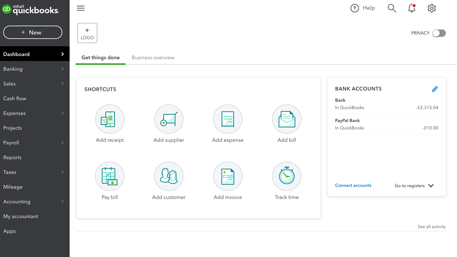 Switch between Business and Accountant view in QuickBooks Online