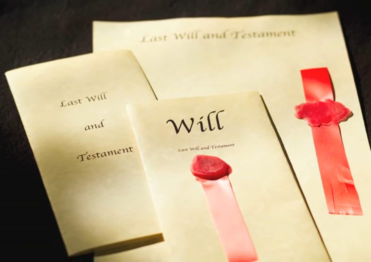 last will and testament documents on table