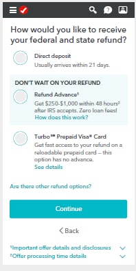turbotax debit card cash advance limit