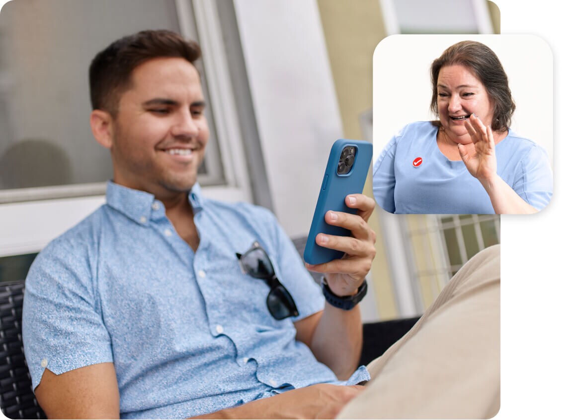 A customer getting matched with an expert.