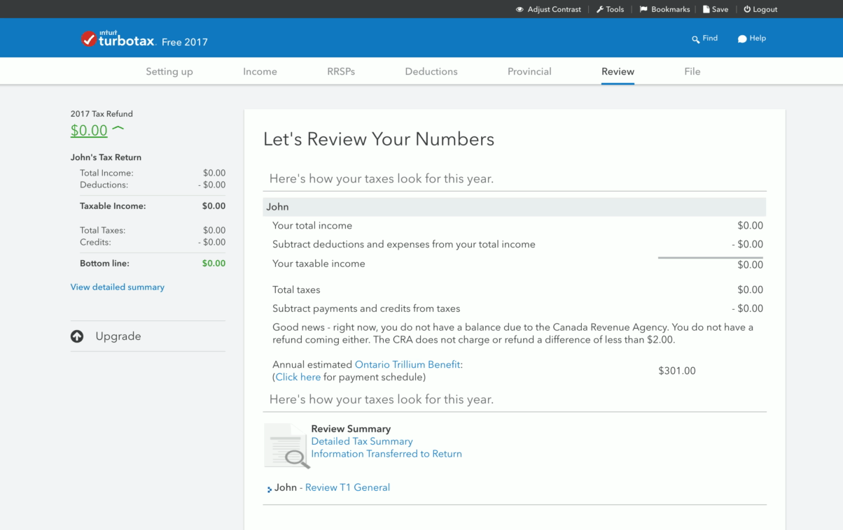 turbotax return summary page