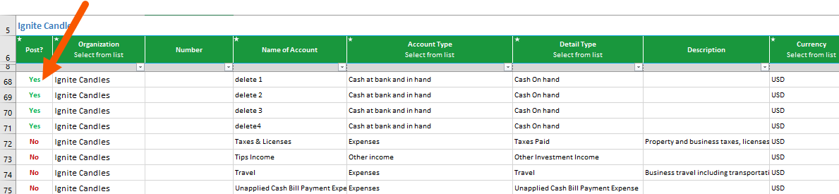 Select Yes to post data from Spreadsheet Sync to QuickBooks Online