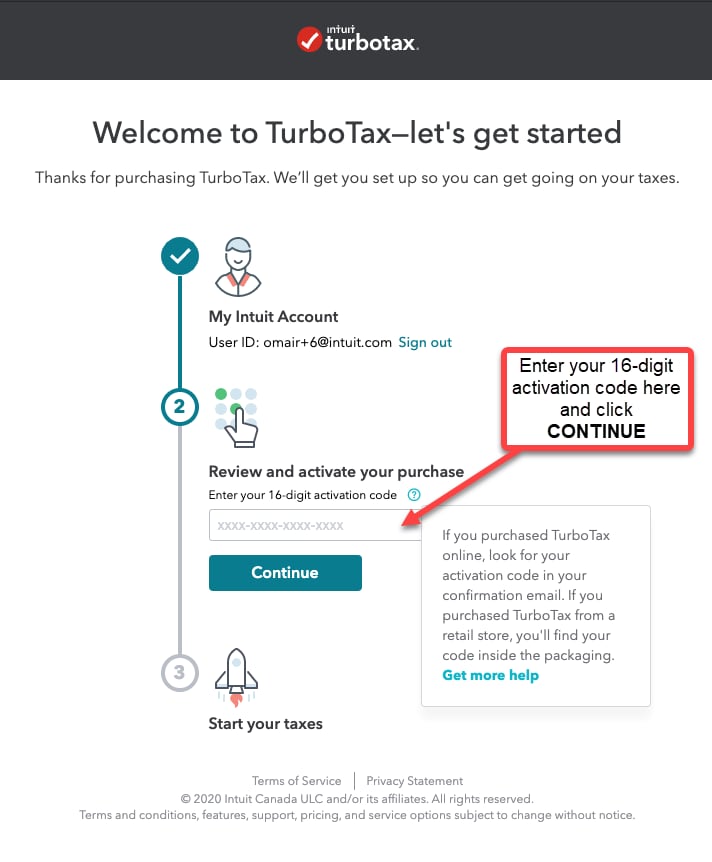 In TurboTax Online, how do I use a prepayment code?