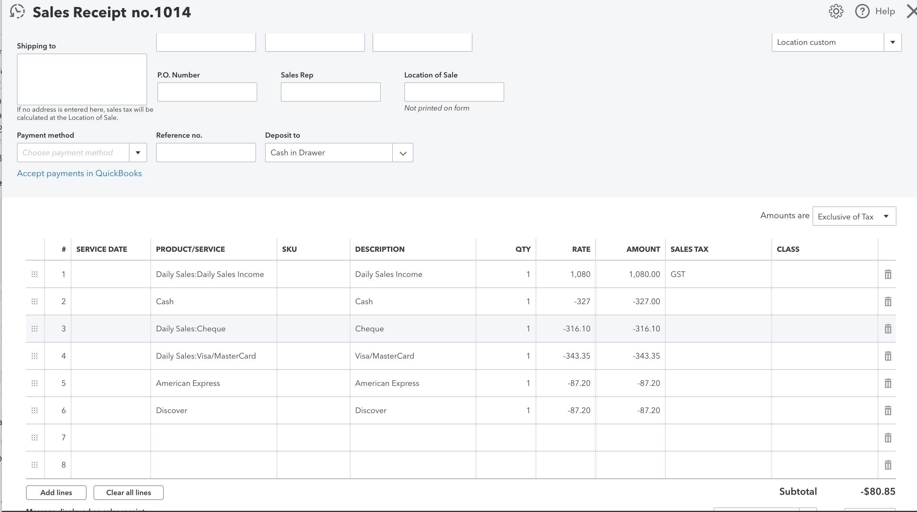 Record your total daily sales in QuickBooks Online