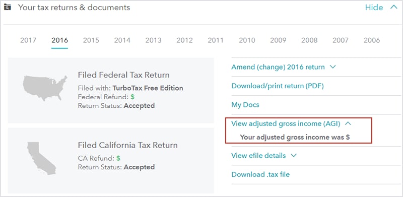 turbotax return rejected agi