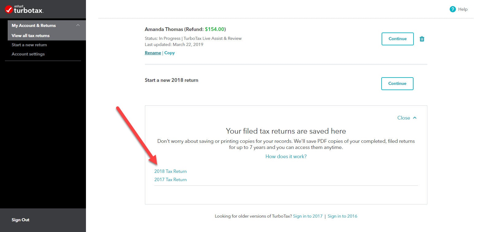 turbotax 2017 tax return copy