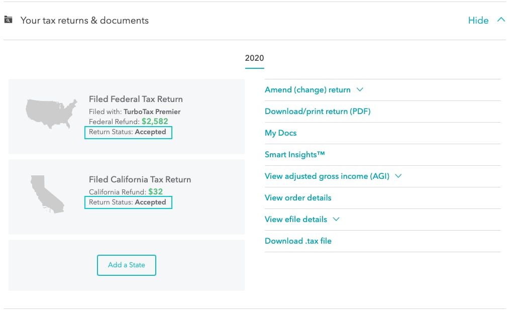 turbotax advance status