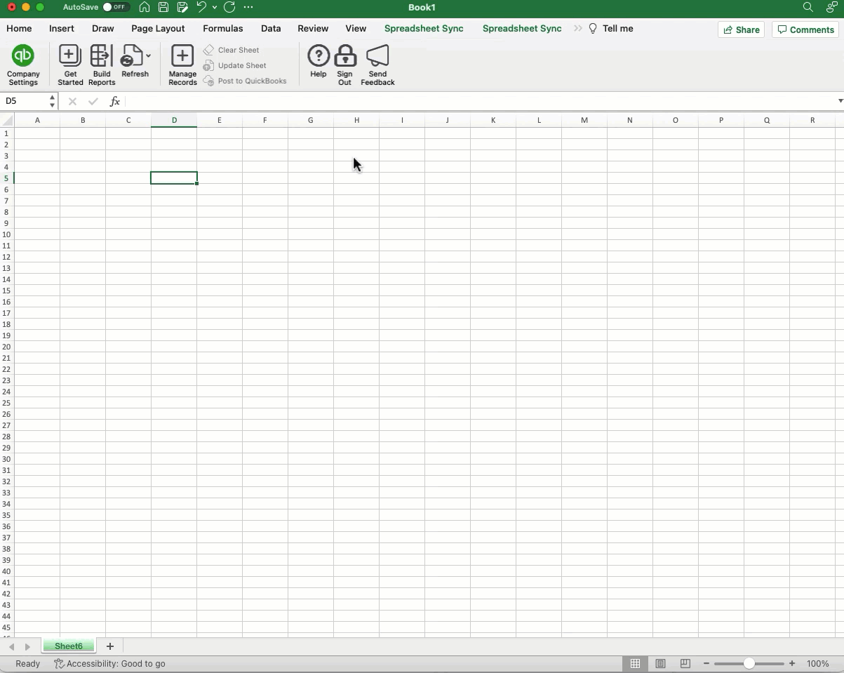 Working with the Spreadsheet Sync toolbar