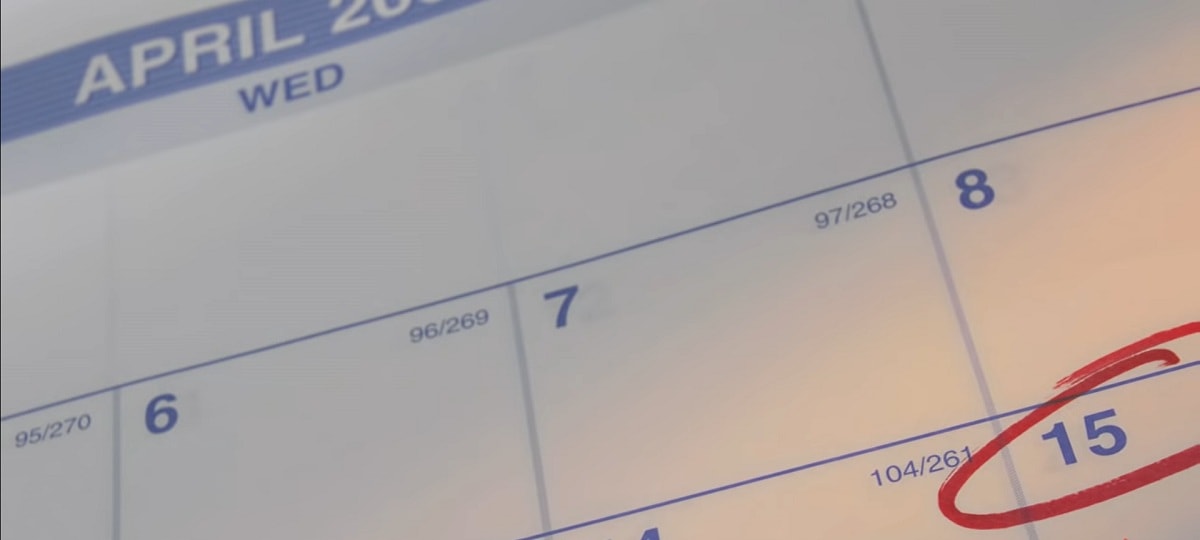 calendar with april 15 circled in red