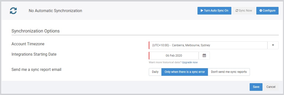 Sync options in QuickBooks Connector