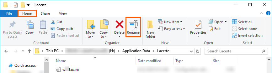 File Explorer Home Tab Rename Icon