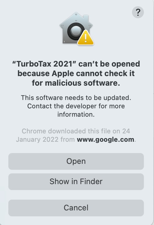 turbotax 15 mac will not open