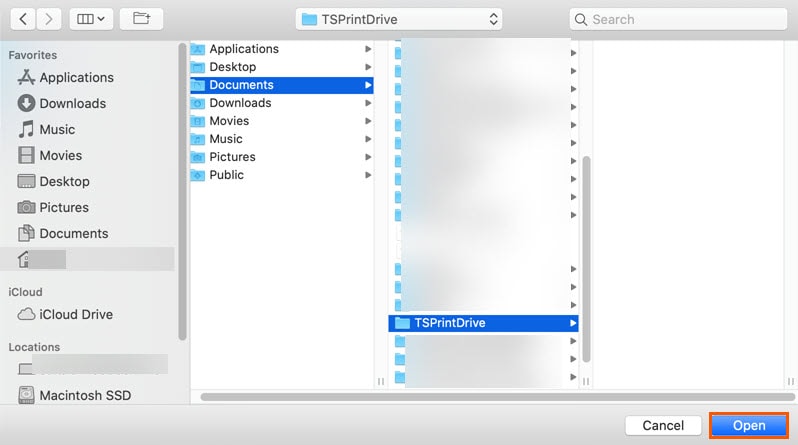 Browse to TSPrintDrive then click open