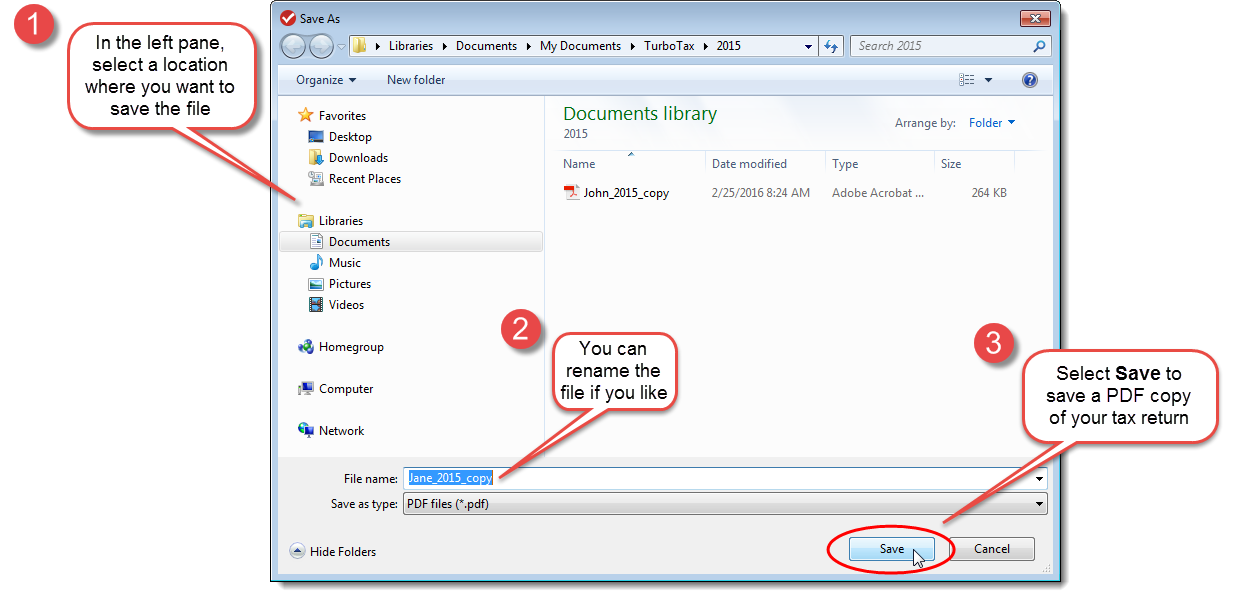 how to get pdf file in turbotax