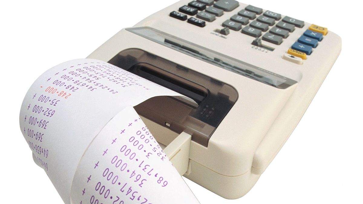 adding machine with printed paper