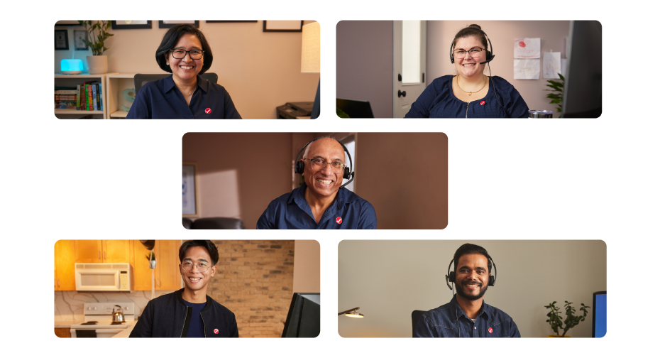 A group of people in office with their smiles on their faces.