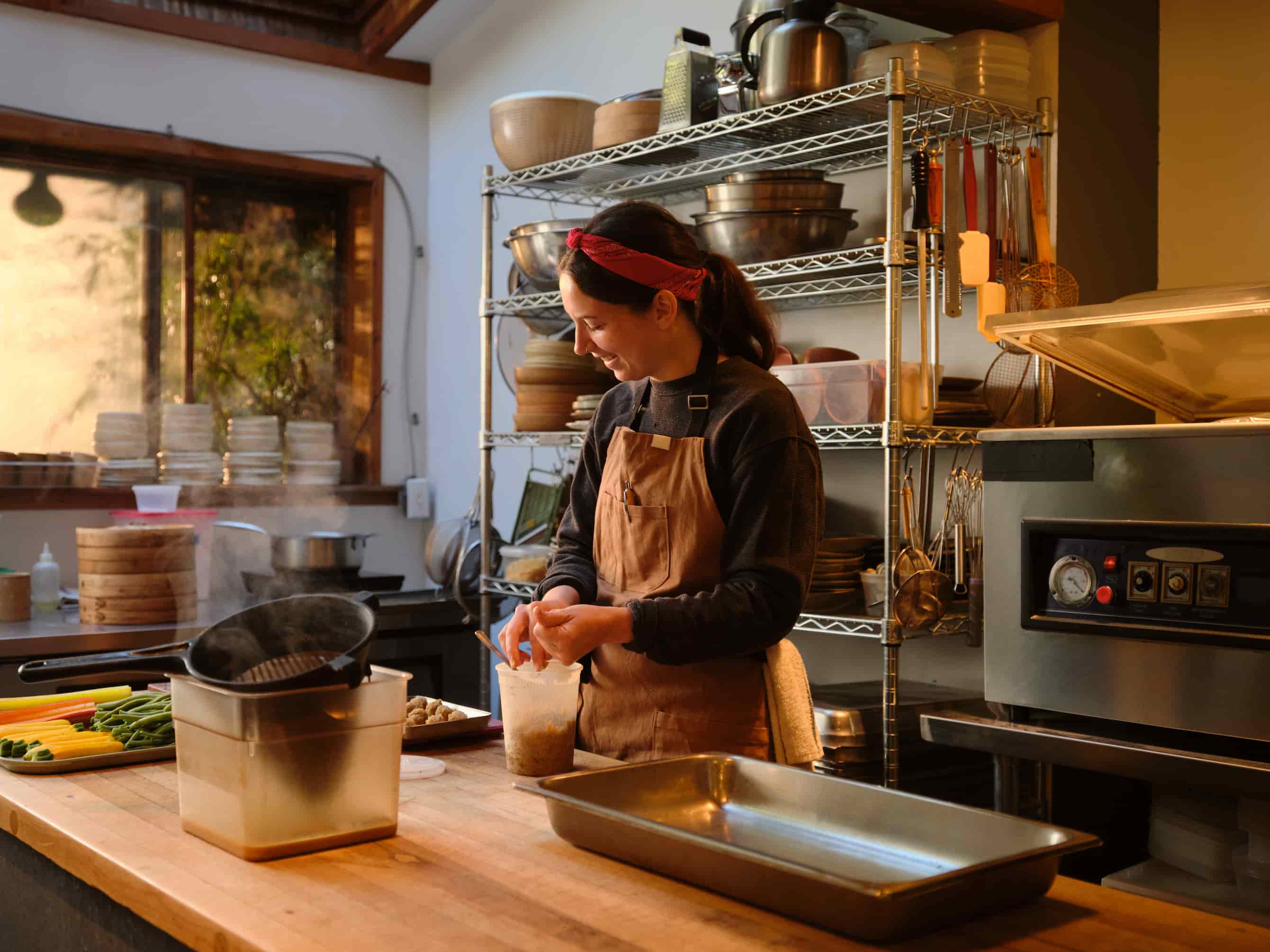 A person cooking
