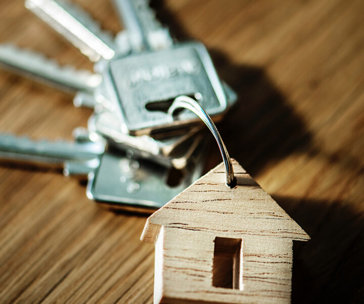 Keys attached to a keychain.