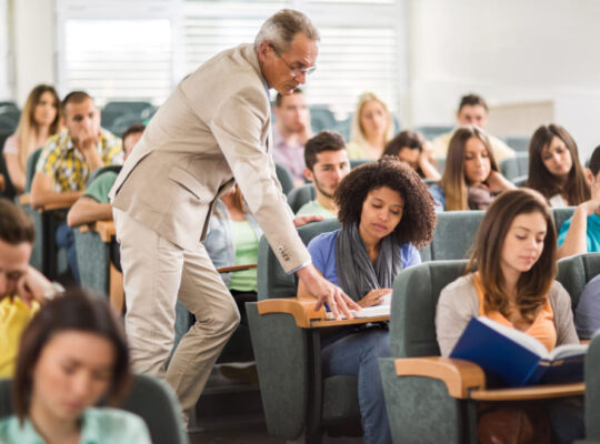 A group of students in a classroom.