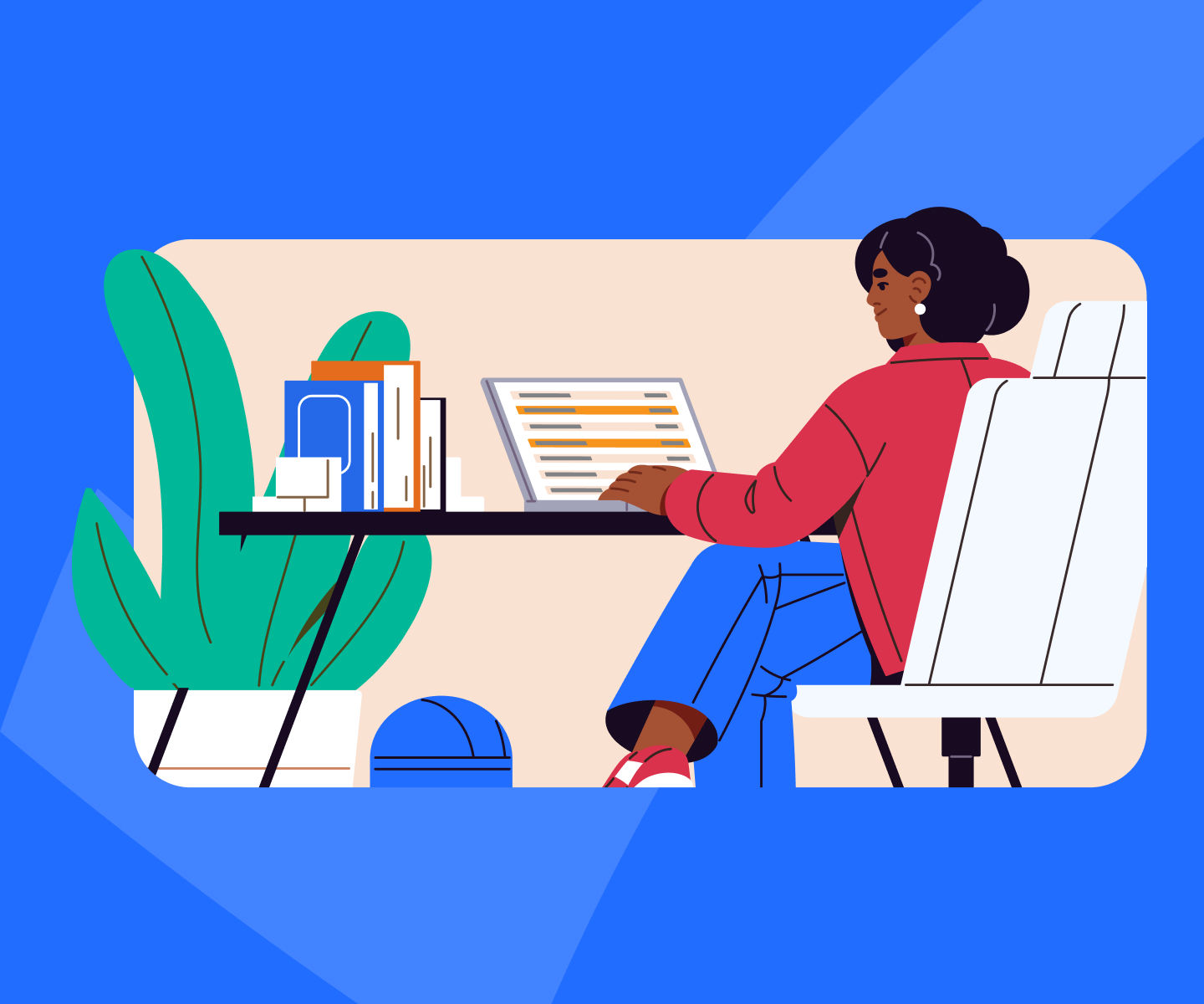 Animated image of a person working on a laptop.