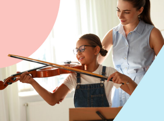 A person and a person playing a violin.