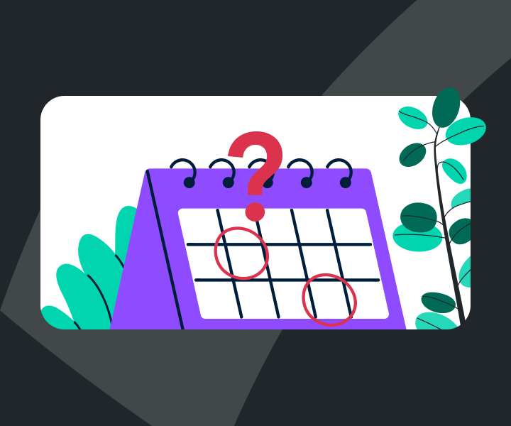 Calendar with a date circled with a question mark beside it