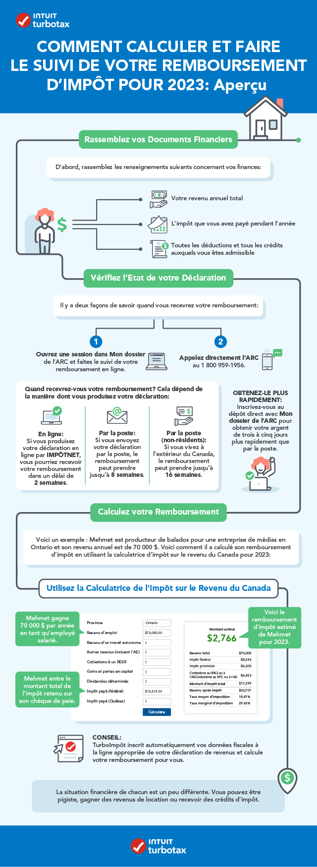 Calculate and track your tax refund.