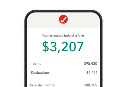 The tax calculator shows an estimated refund amount. 