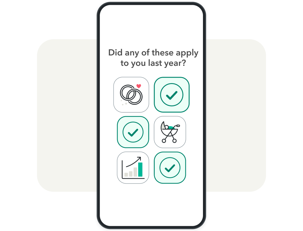 Graphic of TurboTax software being used on a cell phone.