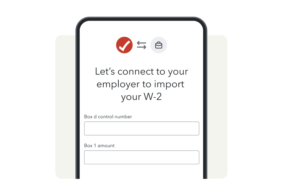 The W2 import screen on the TurboTax mobile app is displayed on a phone.