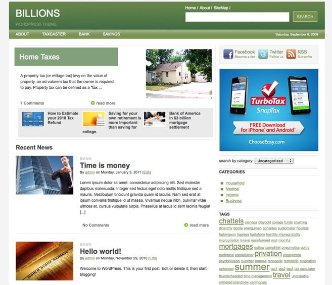 Billions Home Page Design