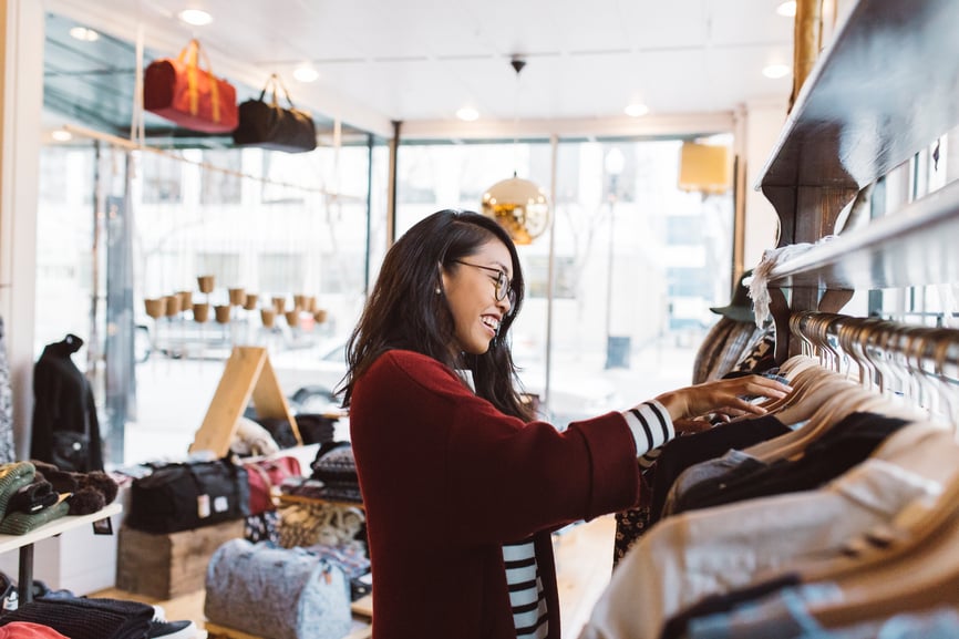 Woman shopping for clothes