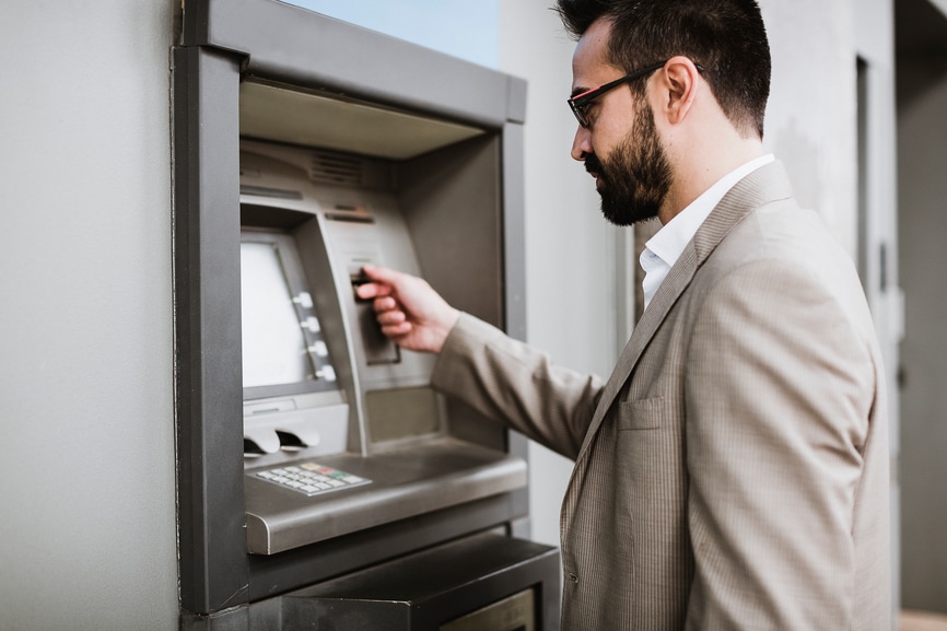 Man using an ATM