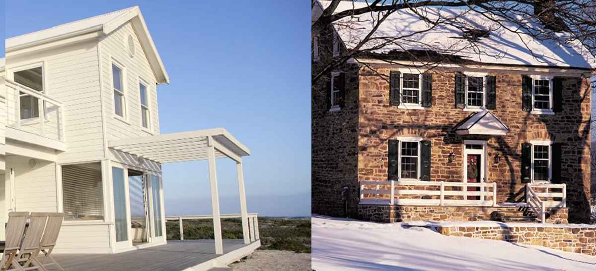 split screen of two homes