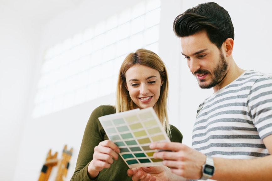 Couple choosing a color palette