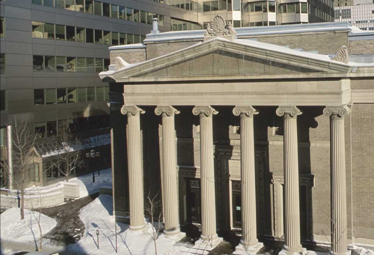 front of large courthouse