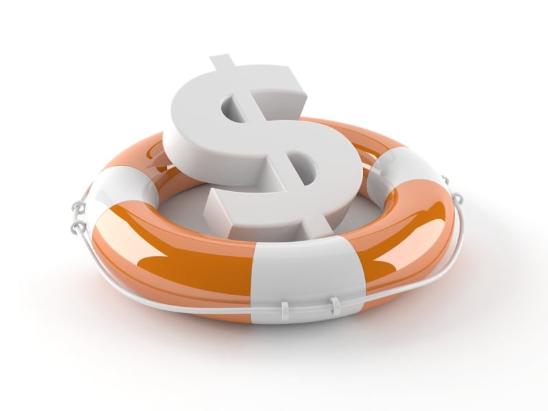 Graphic of dollar sign in rescue floatation tube