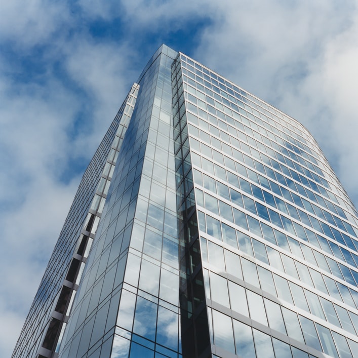 Tall mirrored skyscraper