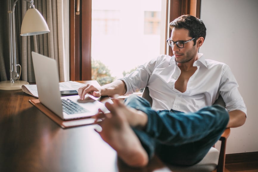 Man with feet on the desk