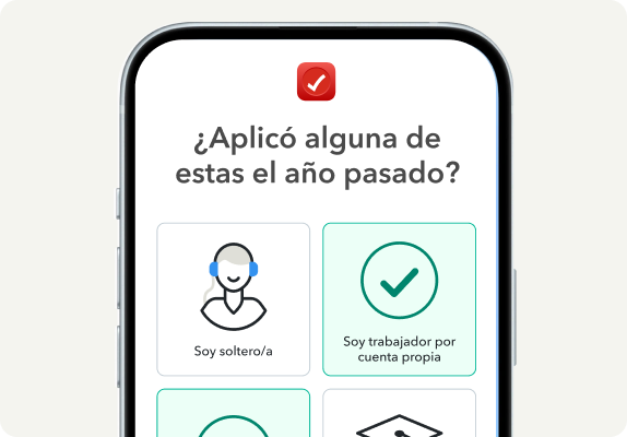 Imagen de un teléfono que muestra una pregunta de ejemplo en el proceso de presentación de impuestos en la app de TurboTax.