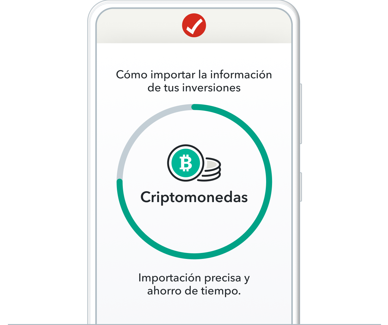 Dispositivo móvil que muestra la importación de criptomoneda