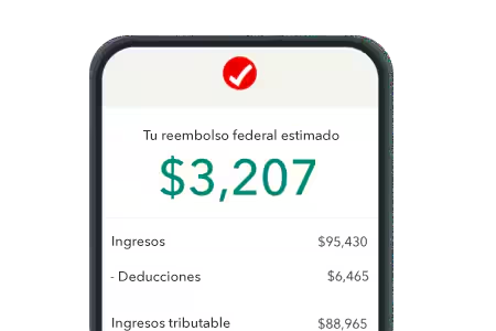 La calculadora de impuestos muestra el reembolso estimado.