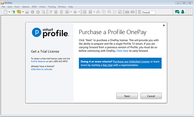 Screenshot of Purchase a ProFile OnePay in product