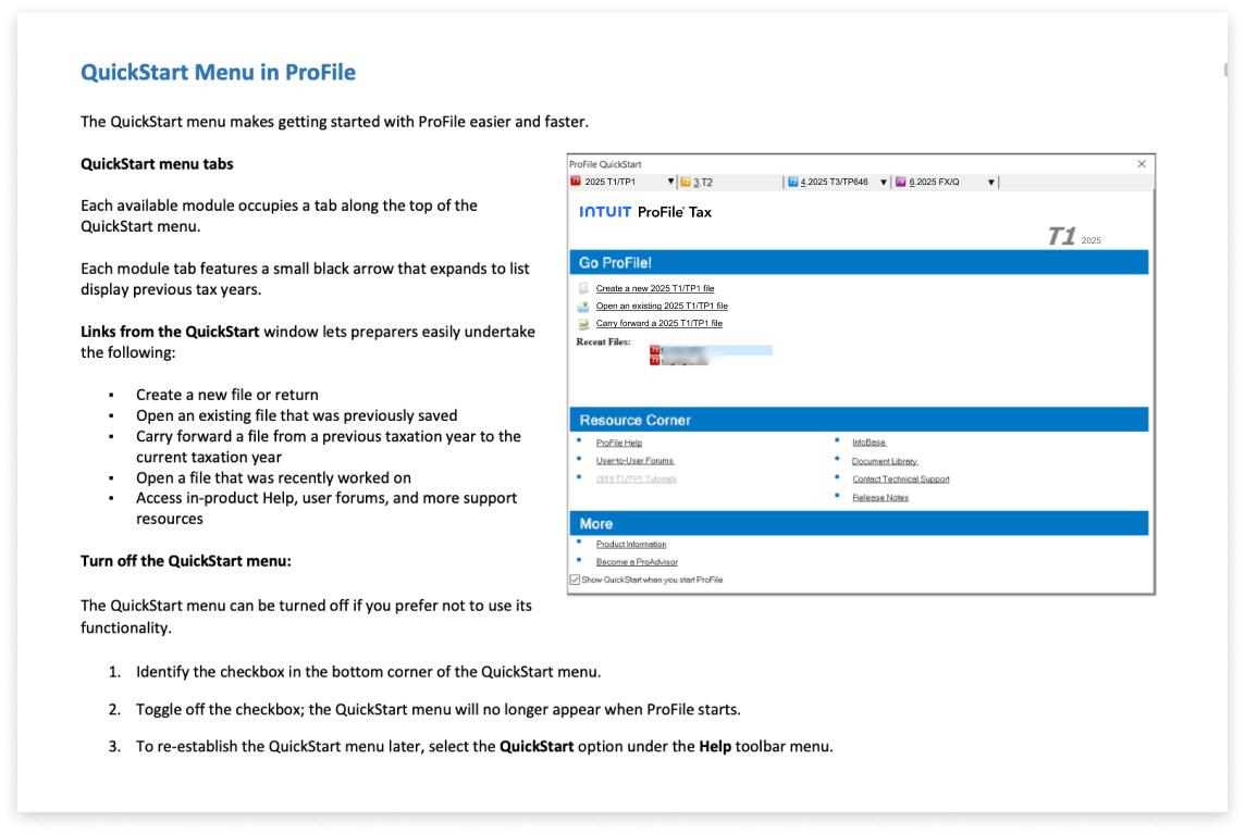 The ProFile user guide showing detailed instructions and screenshot of the product.