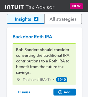 Intuit Tax Advisor Insights screen shot