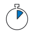 A clock with a blue and black clock face.