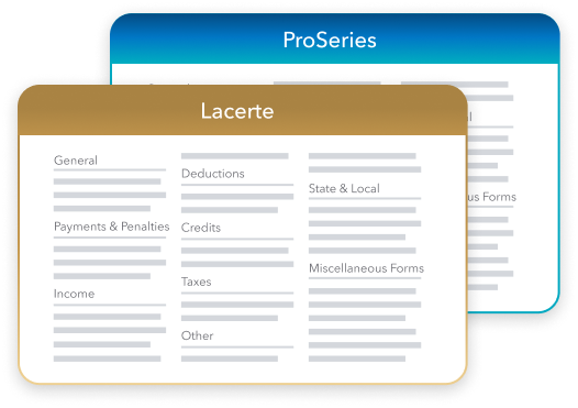 Lacerte and ProSeries screenshots