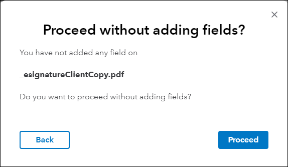 Confirmation dialog for esignatureClientCopy PDF file