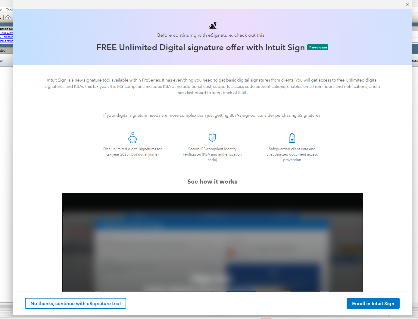 Computer screen showing free sign in with the enroll button in lower right corner
